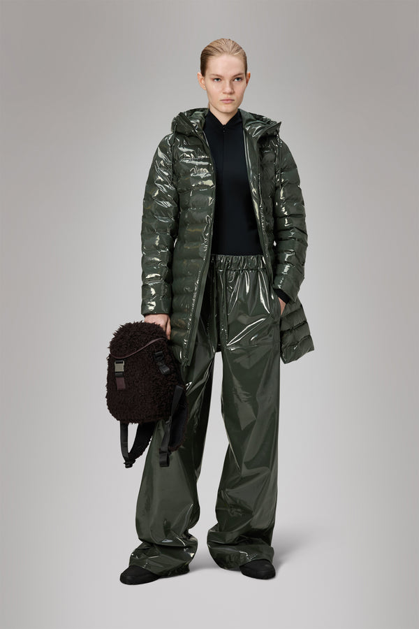 Rains Lohja Long Puffer Curve Jacket Swamp