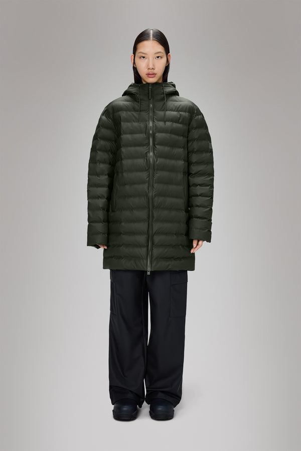 rains Lohja Long Puffer Jacket Green