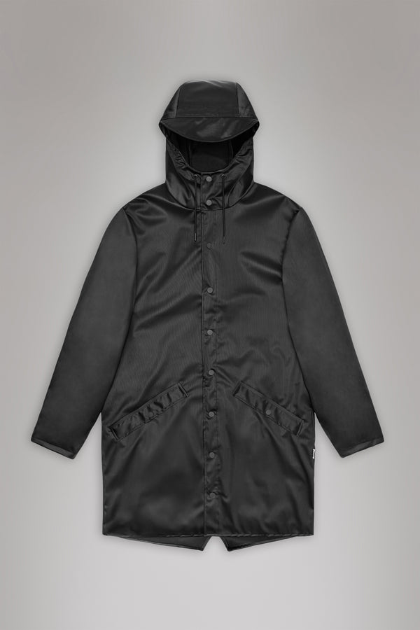 Rains Long Jacket Black Grain