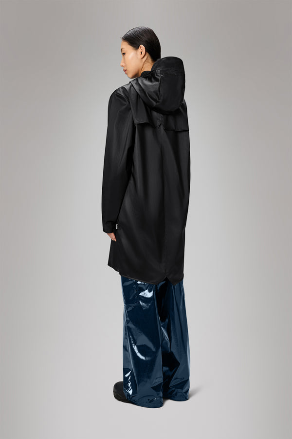 Rains Long Jacket Black Grain