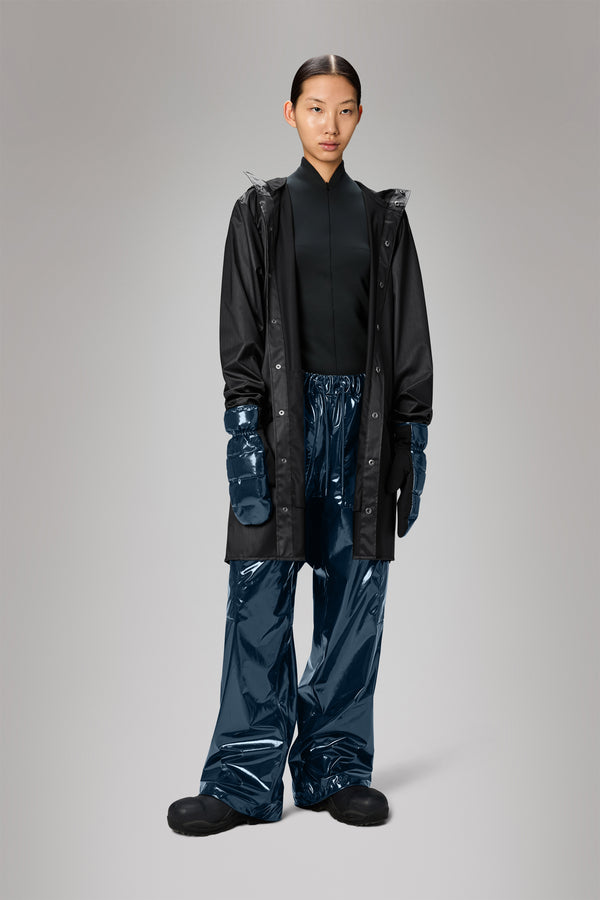 Rains Long Jacket Black Grain