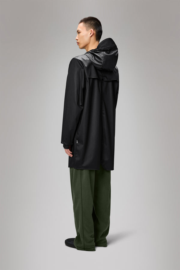 Rains Long Jacket Black Grain