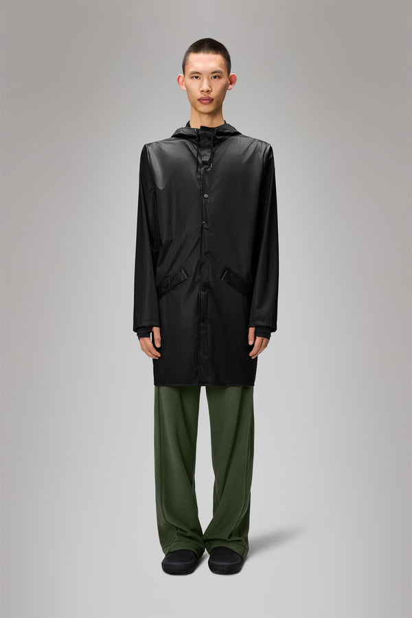 rains Long Jacket Black Grain