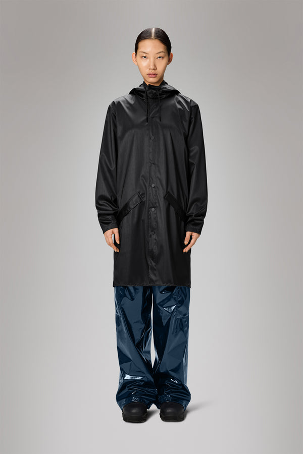 rains Long Jacket Black Grain