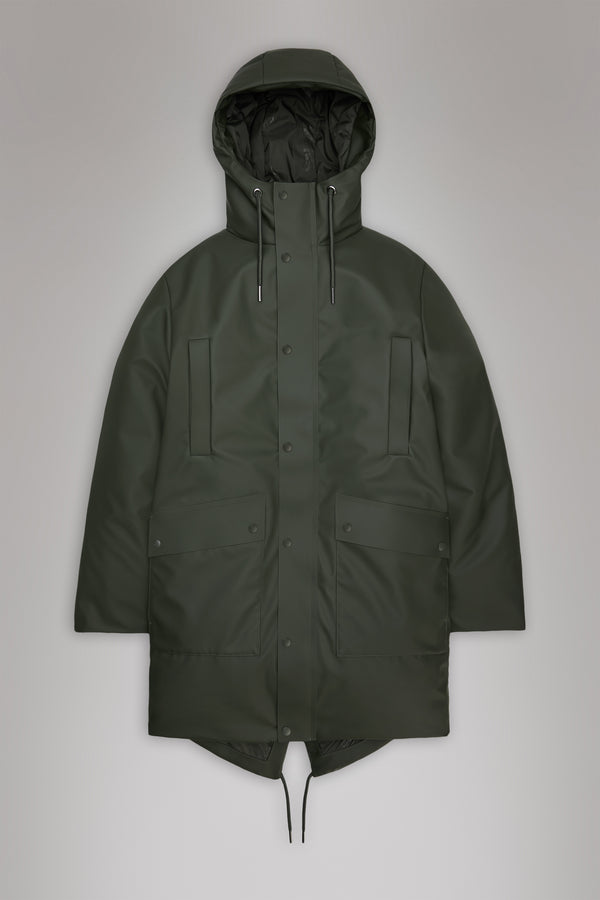 Rains Nome Long Parka Green
