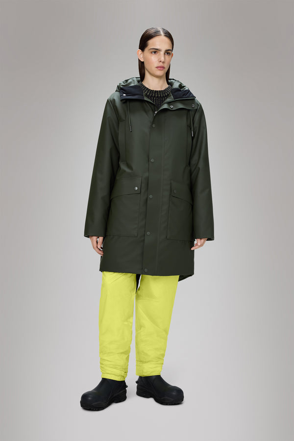 Rains Nome Long Parka Green