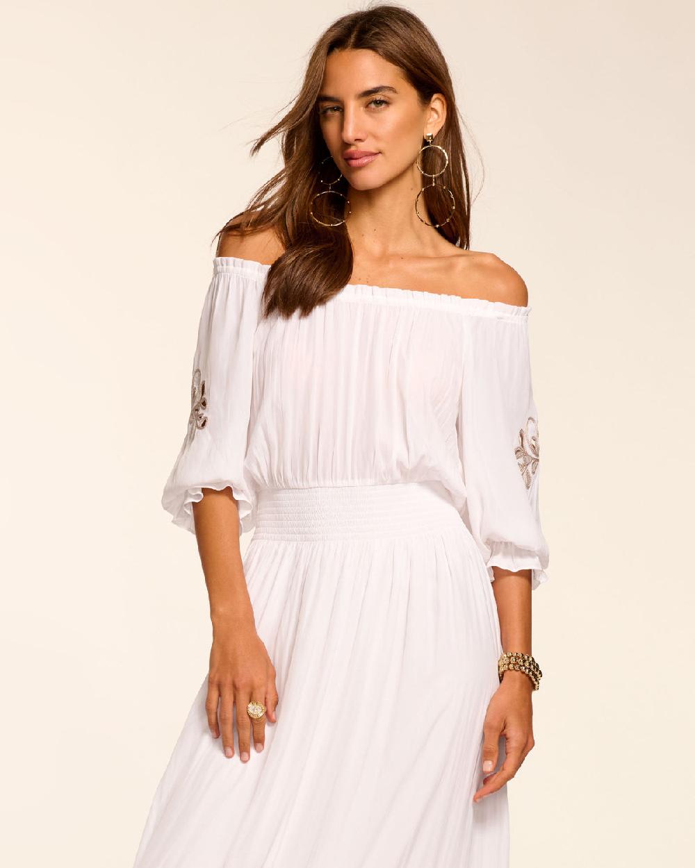 Ramy Brook Alex Smocked Off-The-Shoulder Maxi Dress