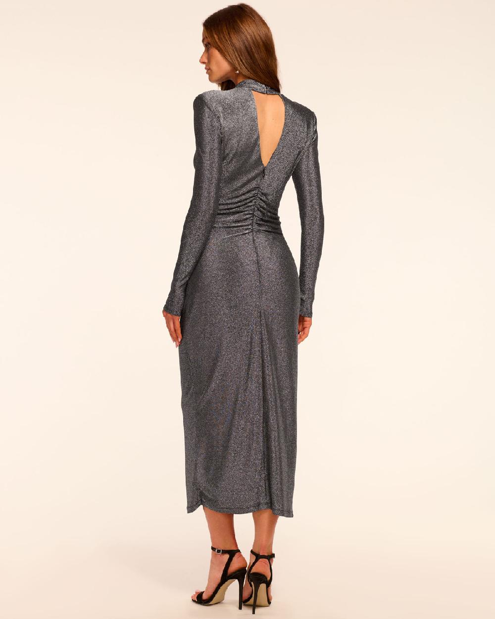 Ramy Brook Amarilys Sparkle Knit Mock Neck Midi Dress