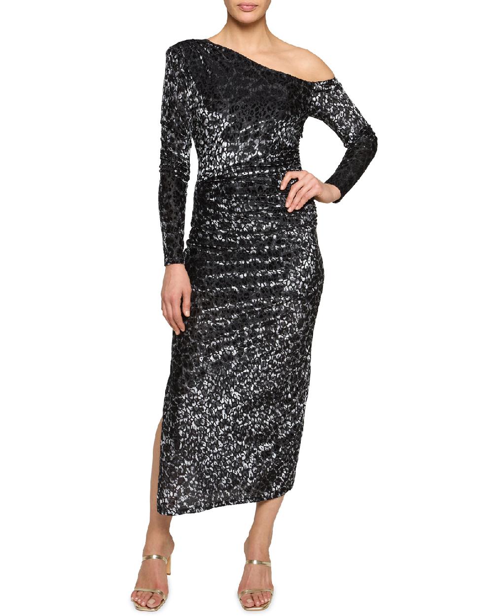 ramy brook Anastasia Velvet Off-The-Shoulder Midi Dress