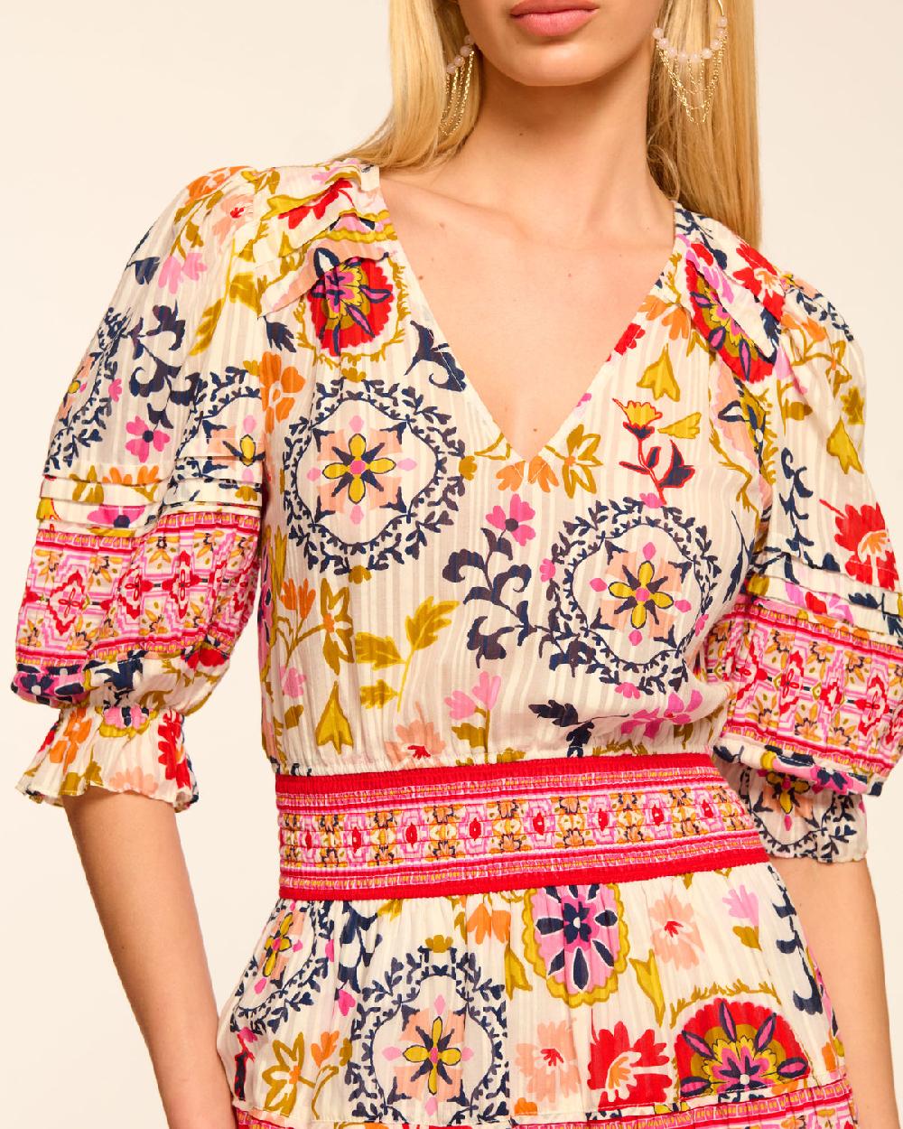 Ramy Brook Barbara Cotton Short Sleeve Smocked Mini Dress