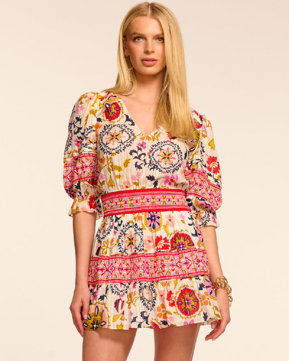 ramy brook Barbara Cotton Short Sleeve Smocked Mini Dress