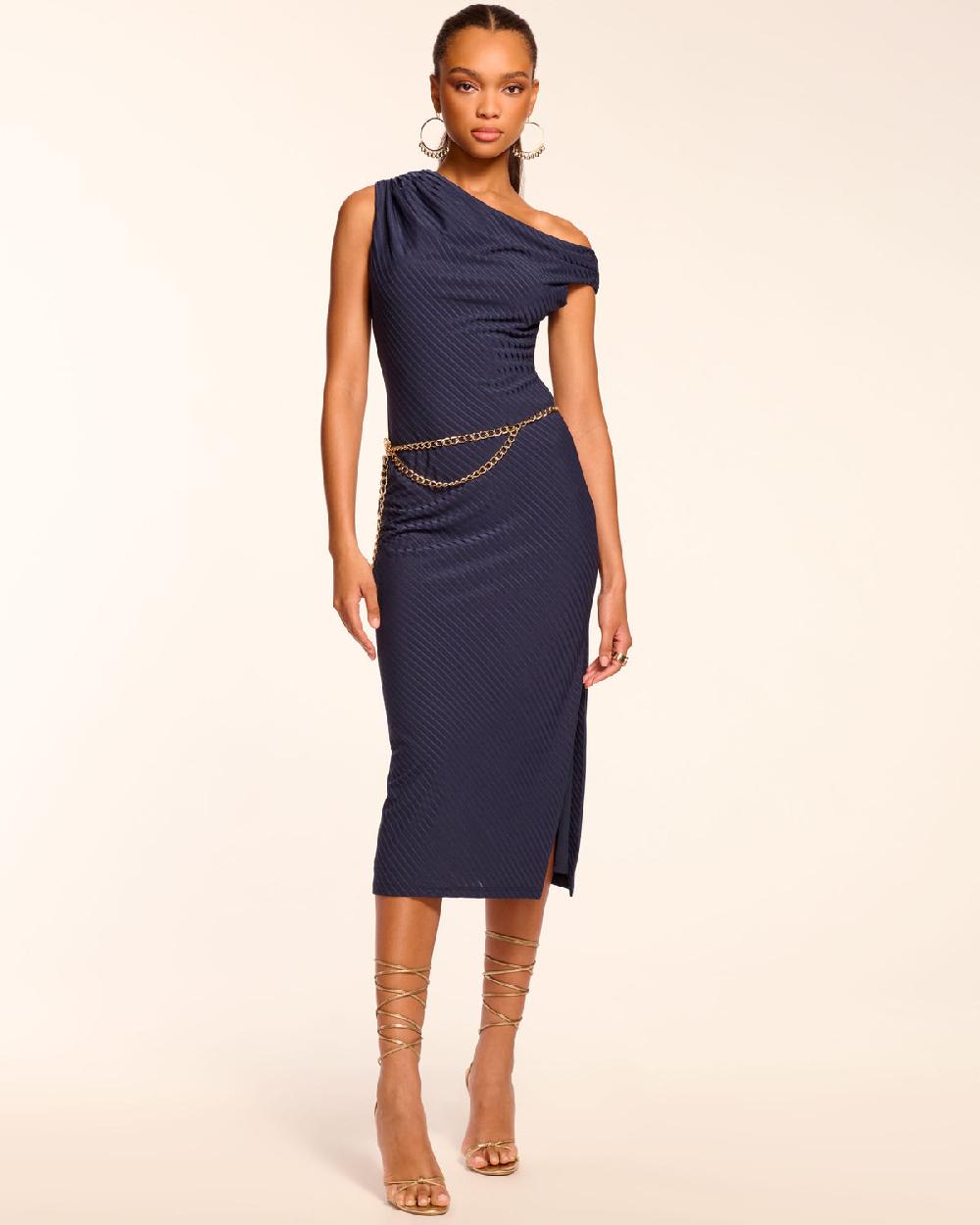 ramy brook Benja Ribbed Off-The-Shoulder Midi Dress
