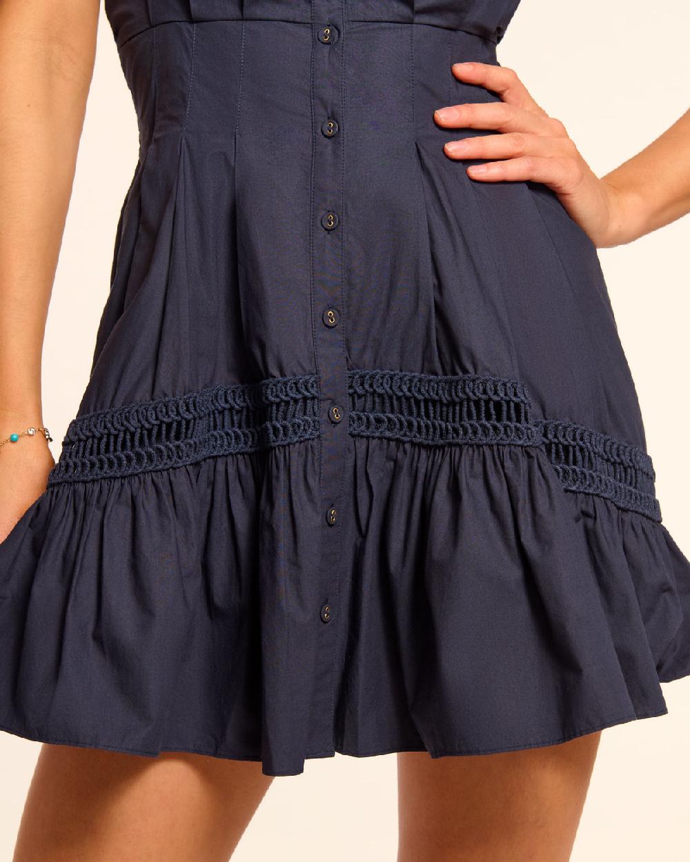 Ramy Brook Eloisa Cotton Poplin Embellished V-Neck Mini Dress