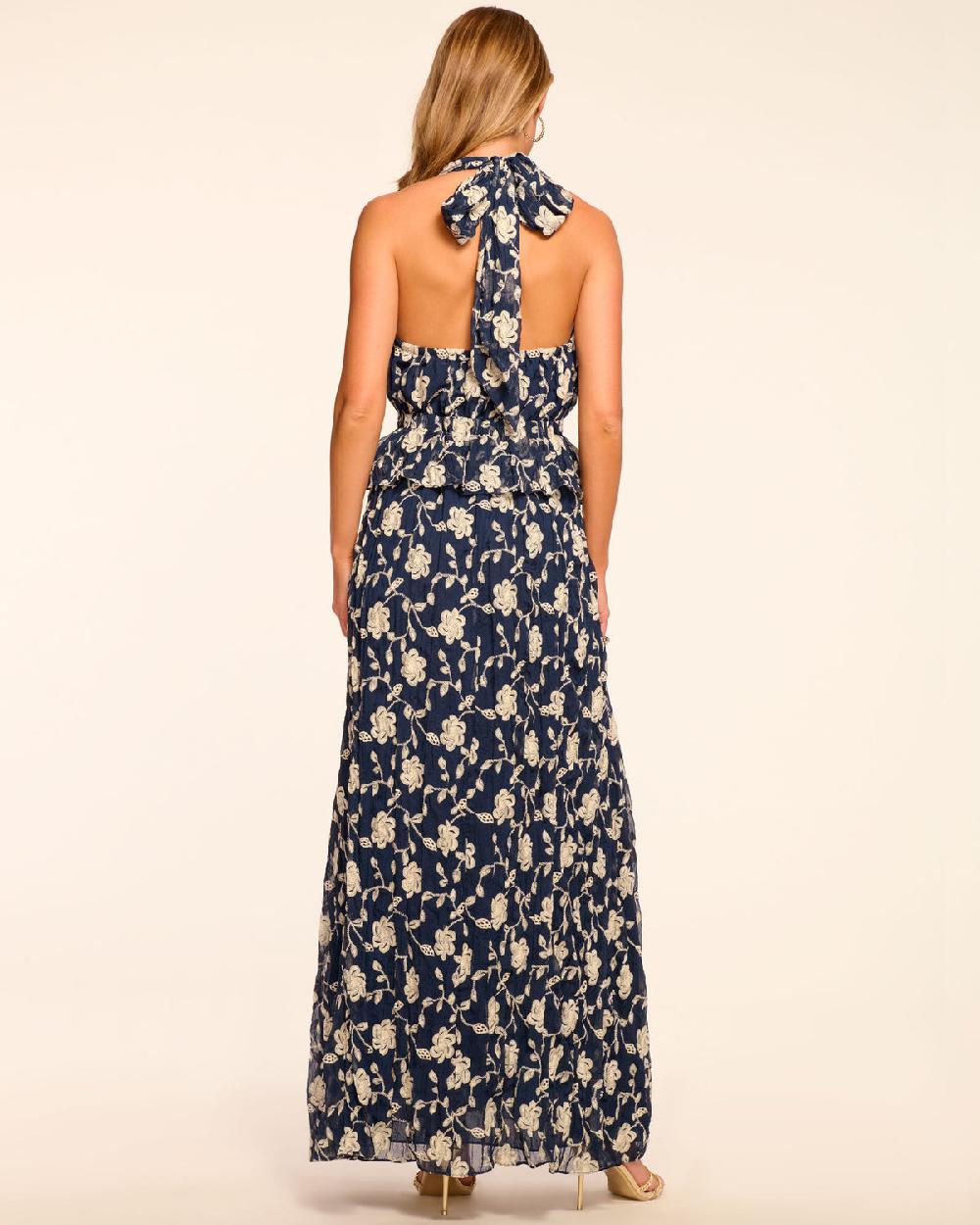Ramy Brook Genevieve Embroidered Chiffon Plunging Maxi Dress