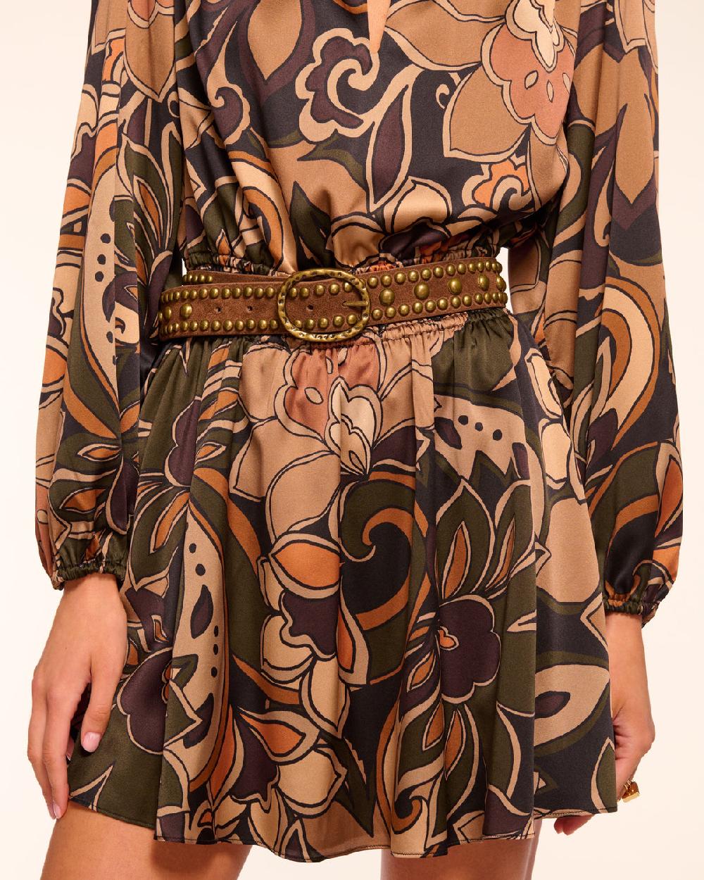 Ramy Brook Gloria Printed Silk Long Sleeve Mini Dress