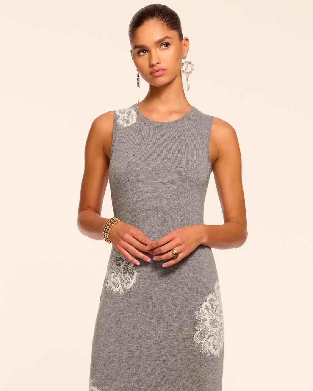 Ramy Brook Luciana Wool Embellished Sweater Midi Dress