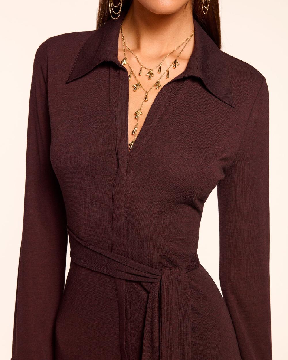 Ramy Brook Lydia Knit Long Sleeve Belted Midi Dress