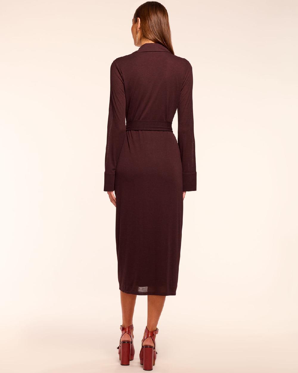 Ramy Brook Lydia Knit Long Sleeve Belted Midi Dress