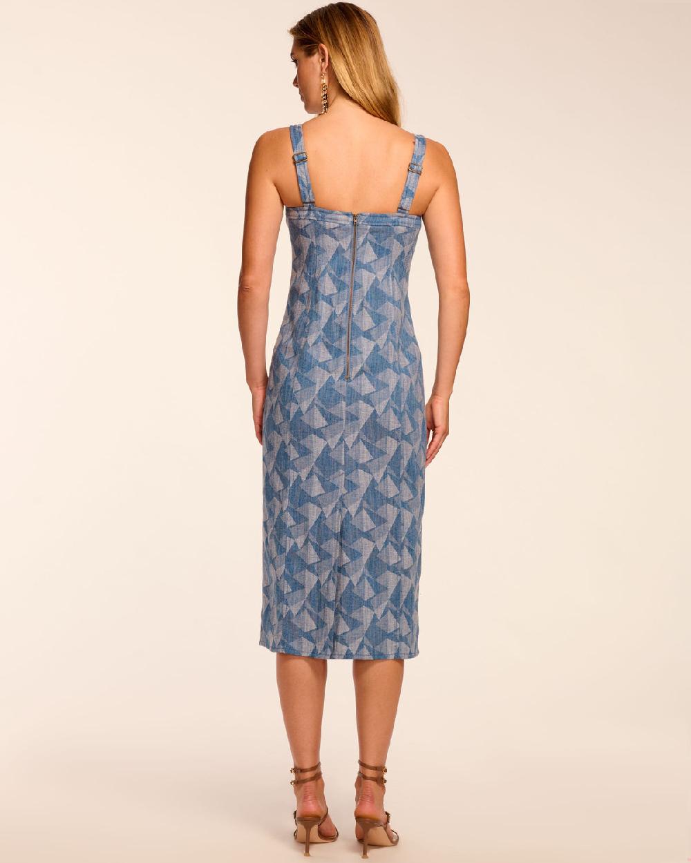 Ramy Brook Marine Printed Denim Sleeveless Midi Dress