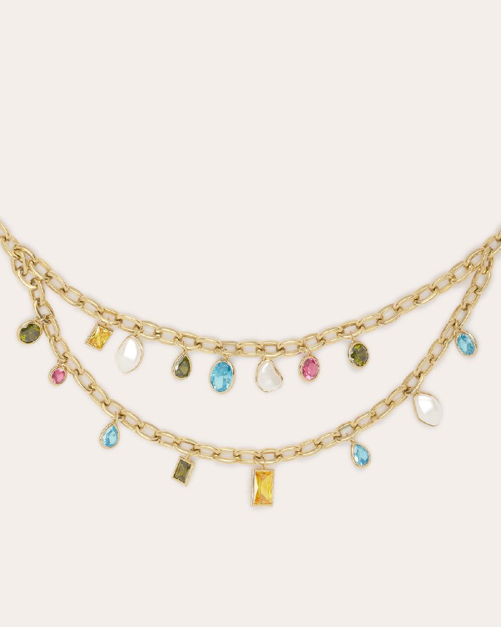 Ramy Brook Millie Multicolor Stone Layered Chain Belt