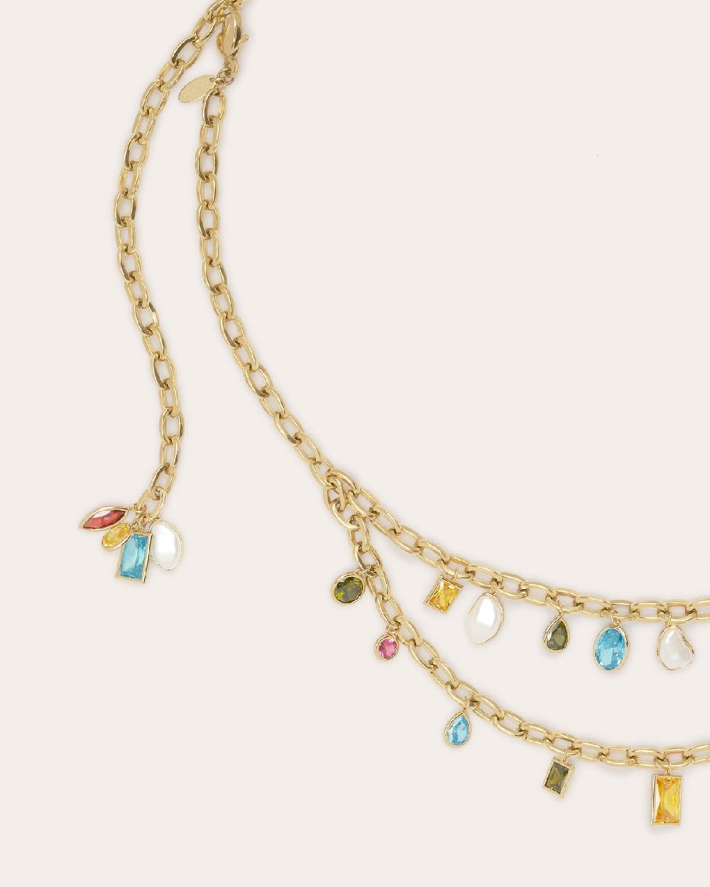 Ramy Brook Millie Multicolor Stone Layered Chain Belt