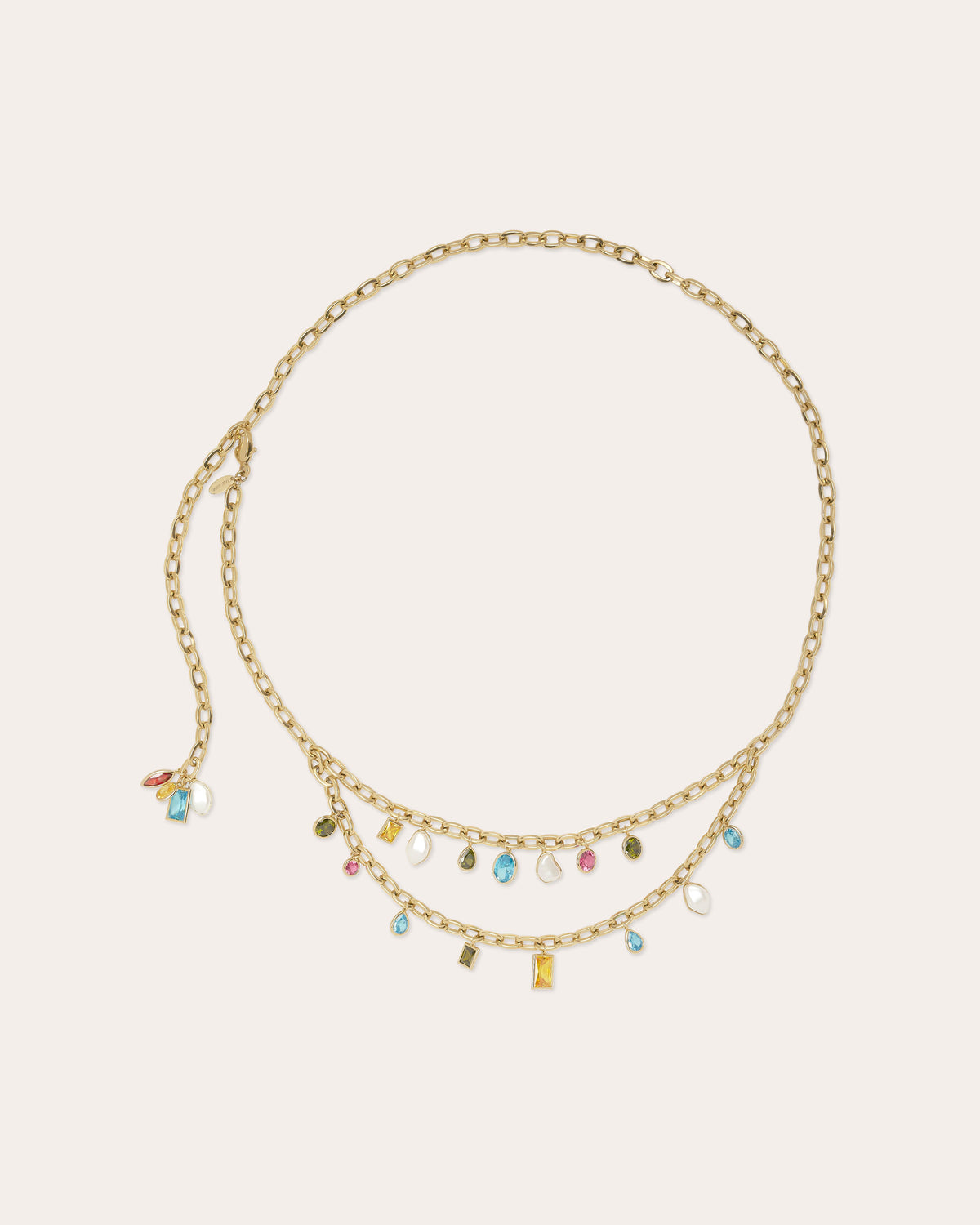 ramy brook Millie Multicolor Stone Layered Chain Belt