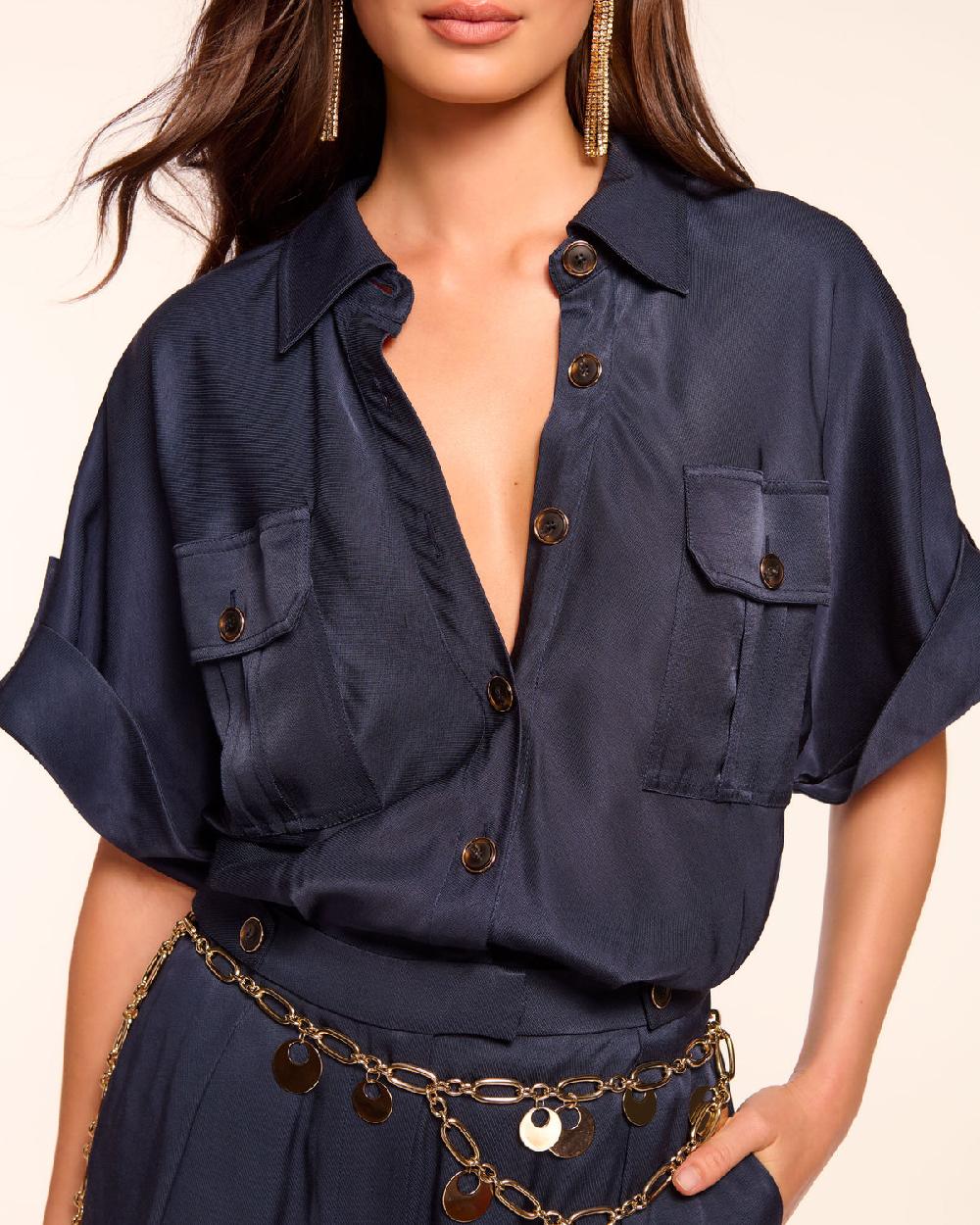 Ramy Brook Nathan Button Down Short Sleeve Jumpsuit