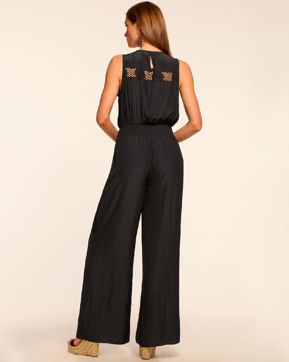 Ramy Brook Nayeli Smocked V-Neck Embroidered Jumpsuit
