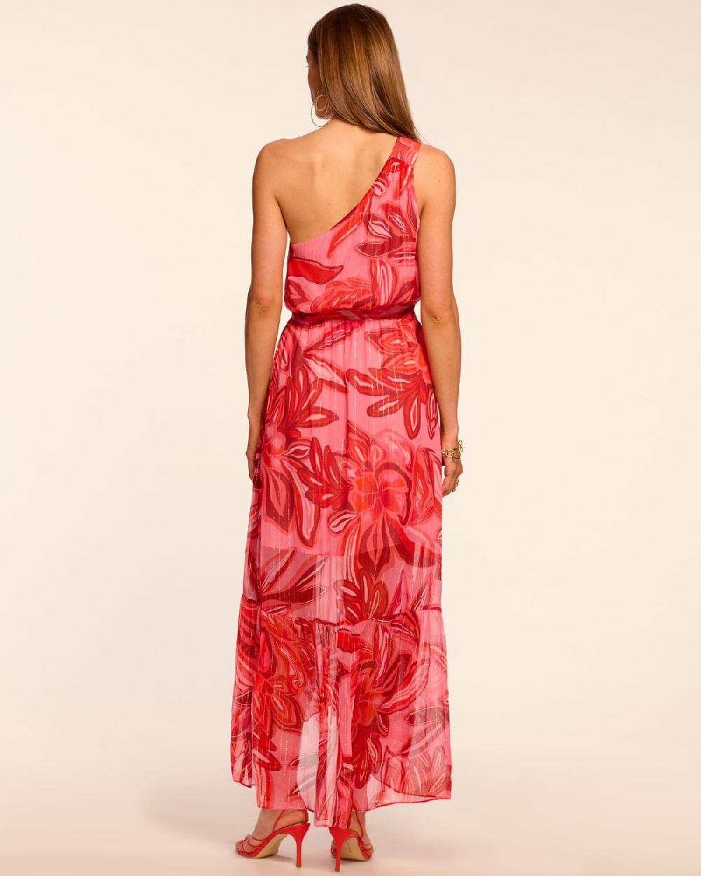 Ramy Brook Nicola Silk Metallic One-Shoulder Maxi Dress