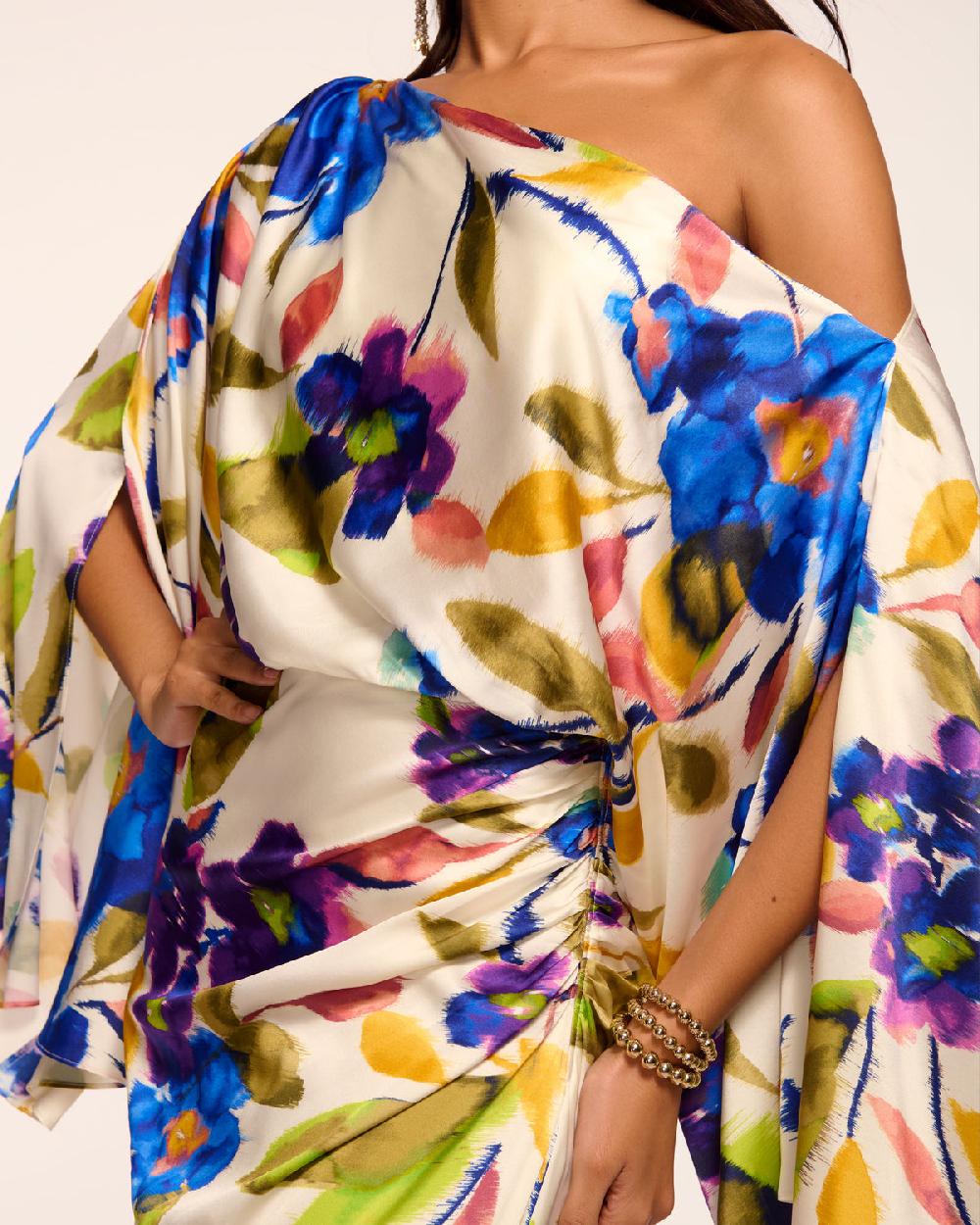 Ramy Brook Noel Printed Silk Off-The-Shoulder Maxi Dress