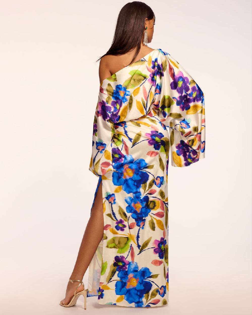 Ramy Brook Noel Printed Silk Off-The-Shoulder Maxi Dress