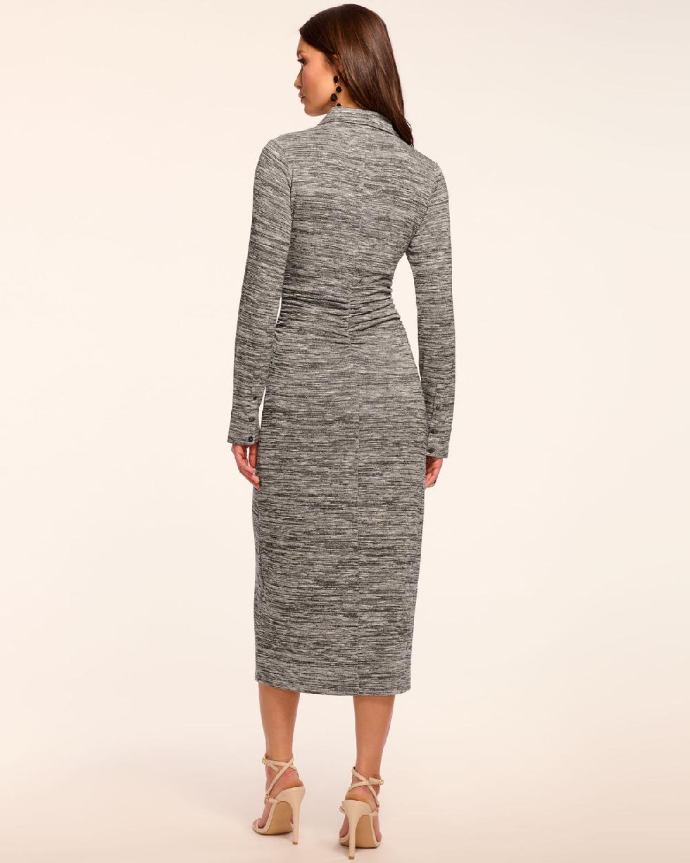 Ramy Brook Rachelle Long Sleeve Ruched Lurex Knit Midi Dress