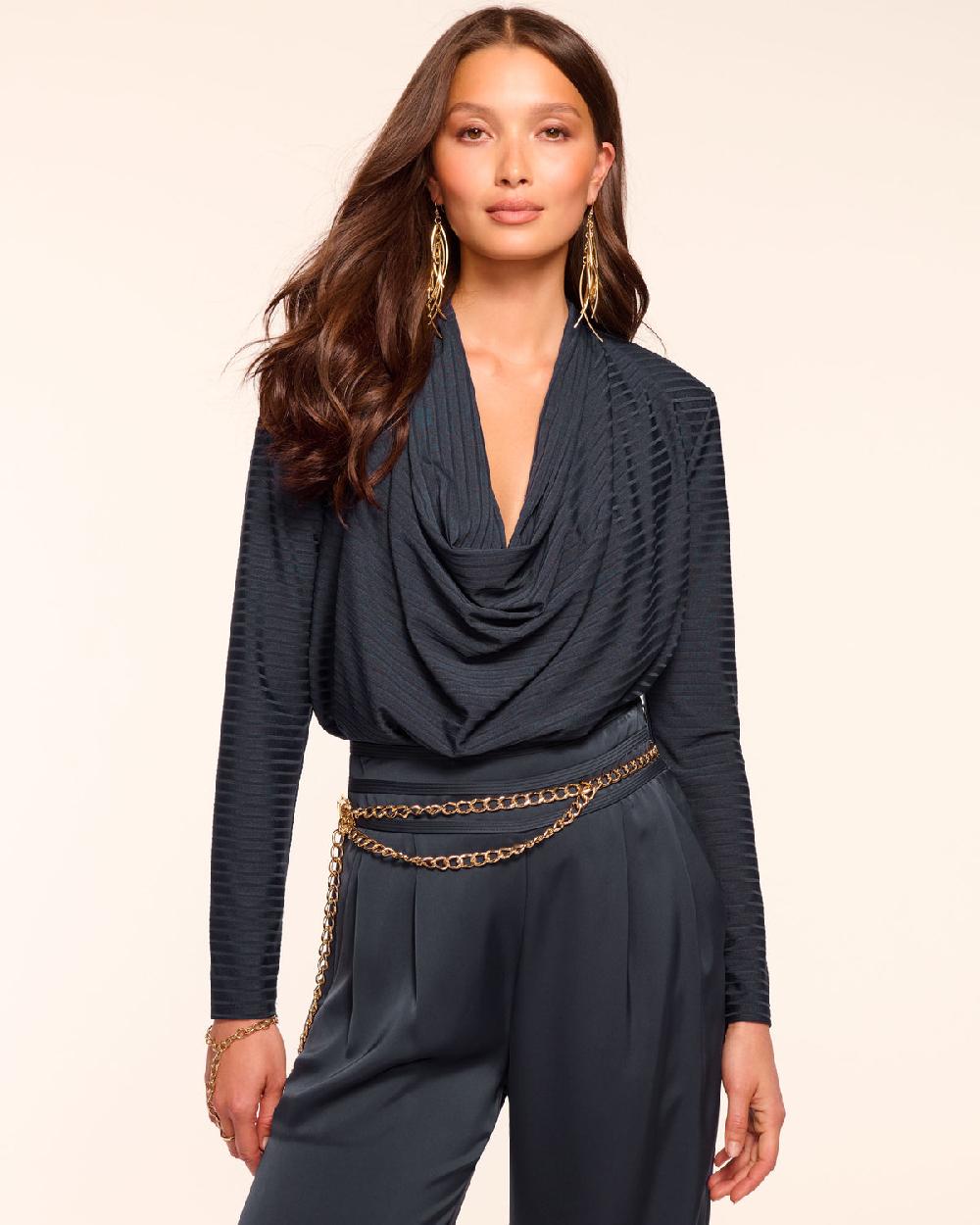 ramy brook Antonia Ribbed Knit Cowl Neck Top