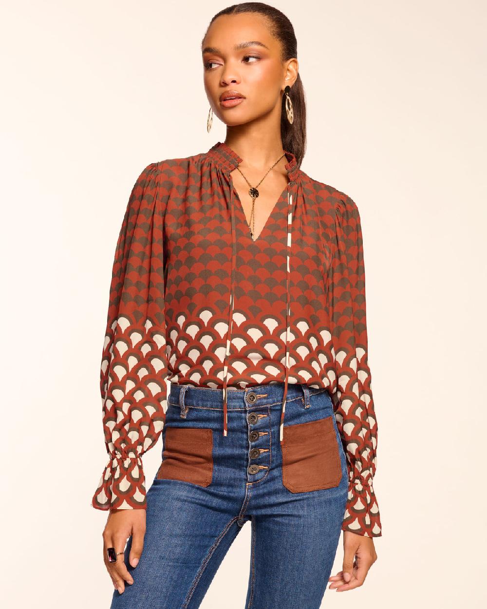 ramy brook Berona V-Neck Long Sleeve Blouse