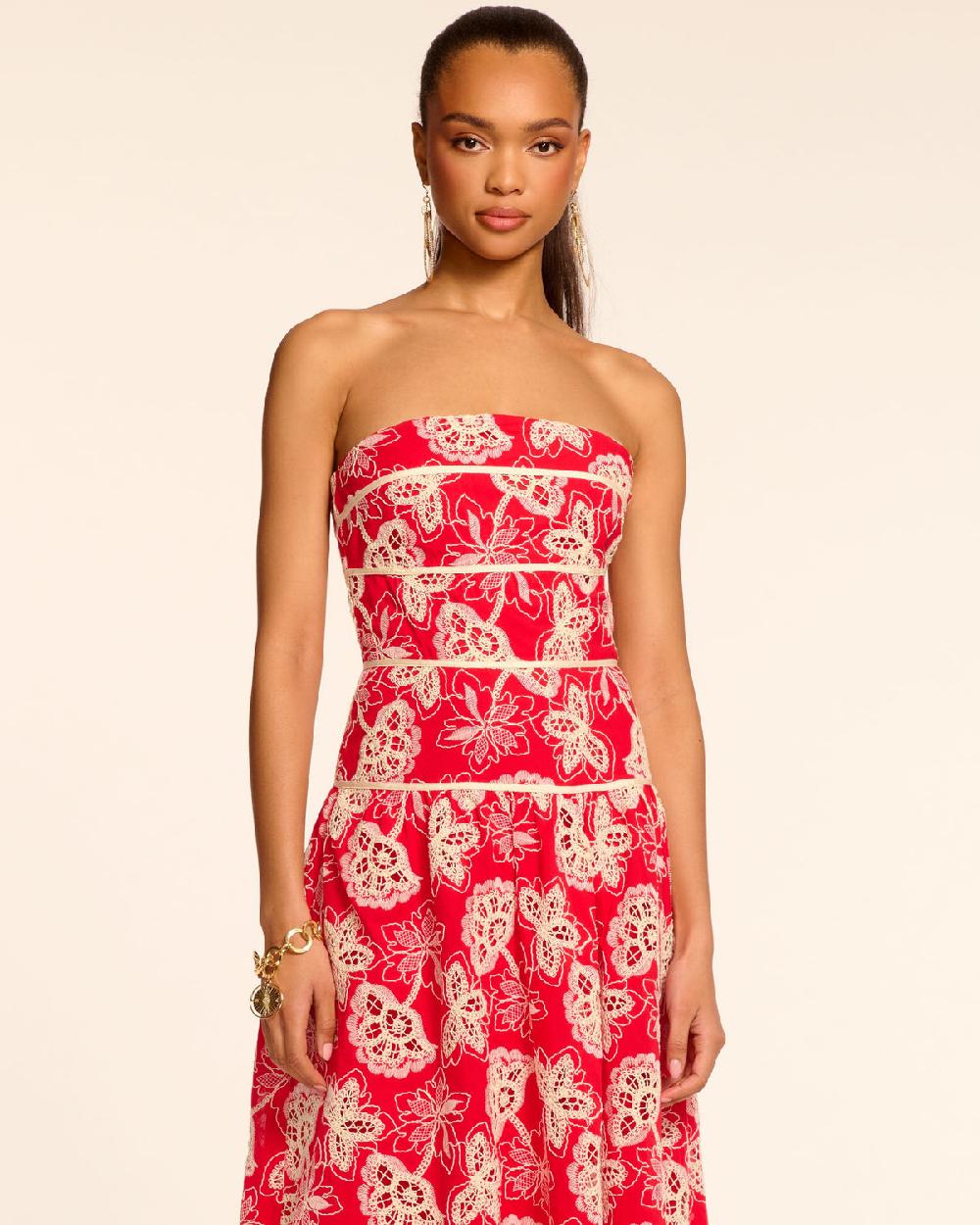 Ramy Brook Blanca Strapless Embroidered Maxi Dress