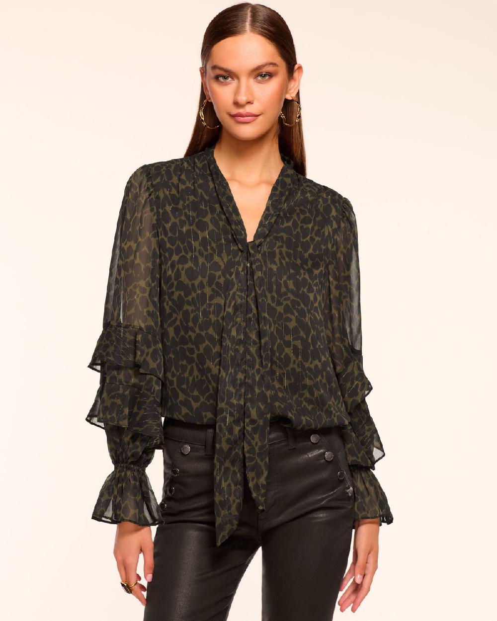 ramy brook Bonnie V-Neck Long Sleeve Blouse