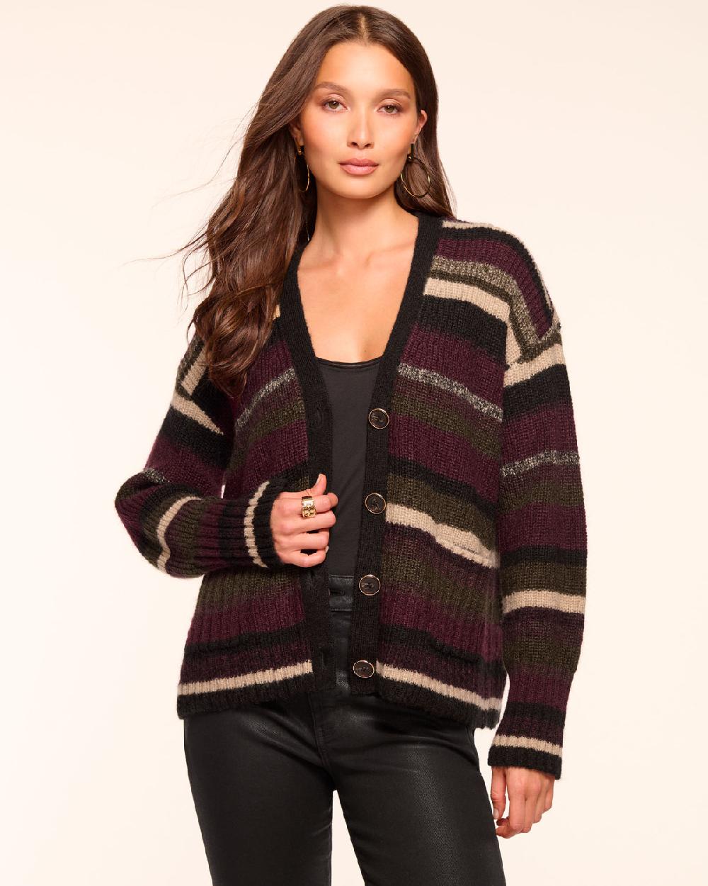 Ramy Brook Caroline Striped Cardigan Sweater