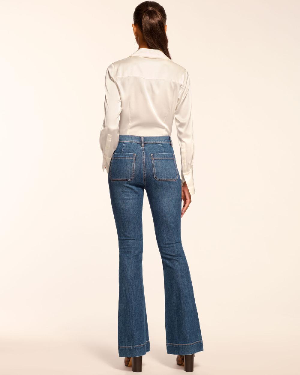 Ramy Brook Cindy Faux Suede Trim Flare Jean