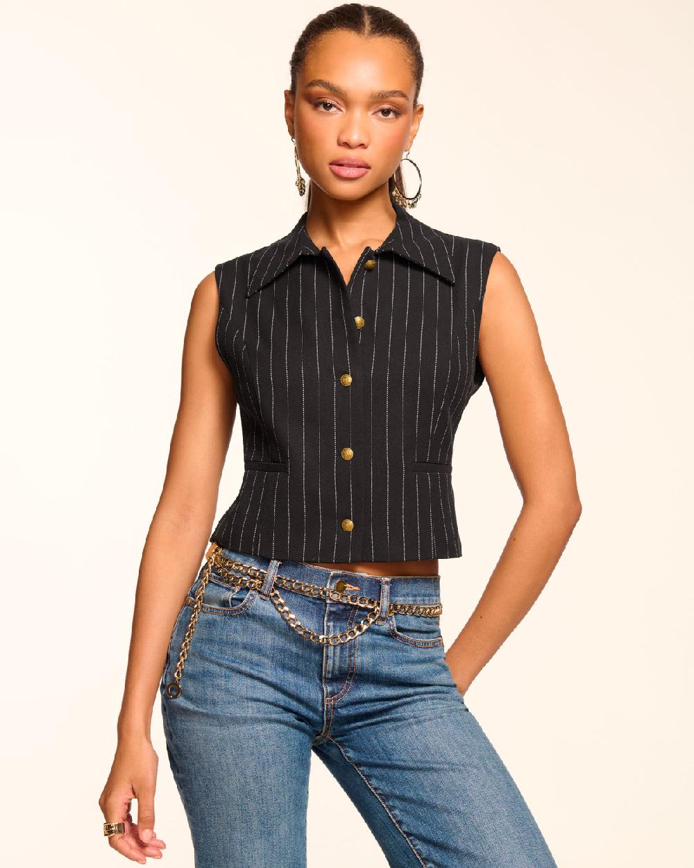ramy brook Danna Pinstripe Tailored Vest