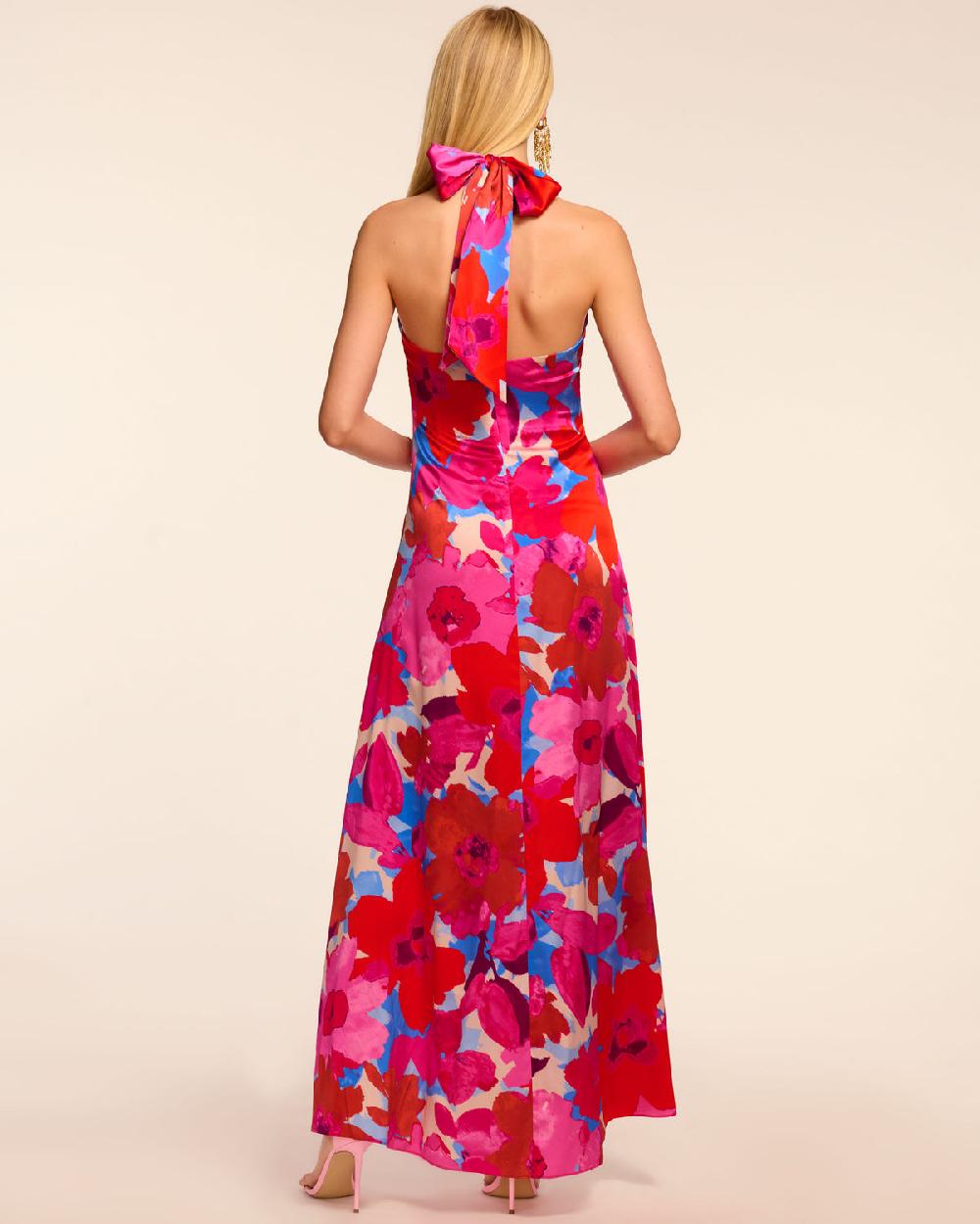 Ramy Brook Darbi Silk Plunging Halter Gown