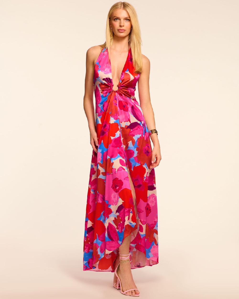 ramy brook Darbi Silk Plunging Halter Gown