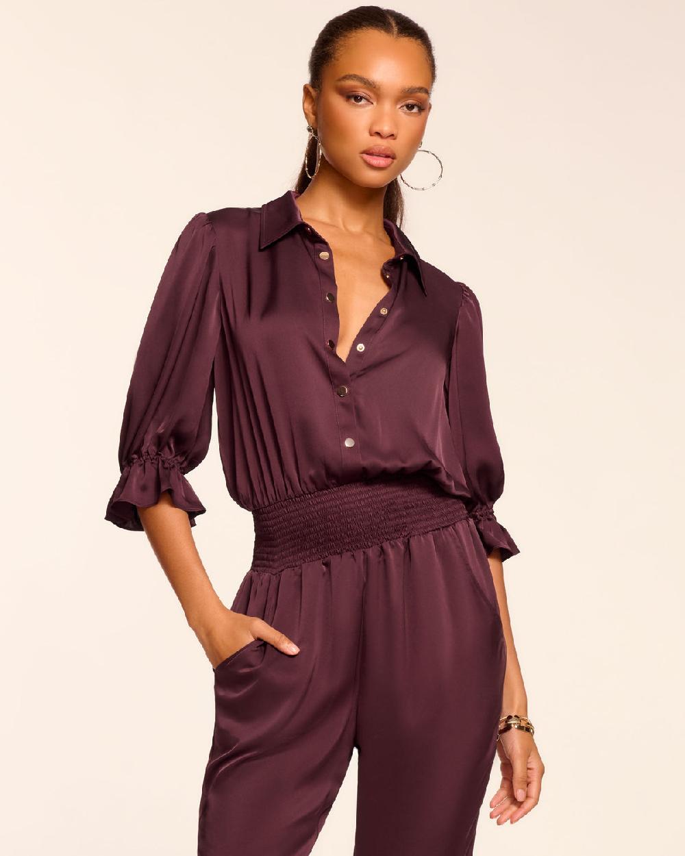 Ramy Brook Dina Short Sleeve Button Down Jumpsuit