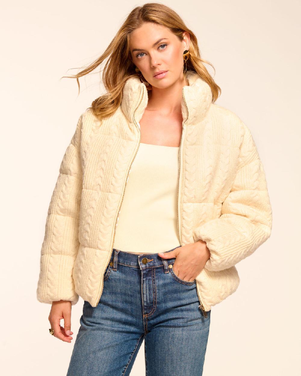 Ramy Brook Eliana Cable Knit Puffer Coat