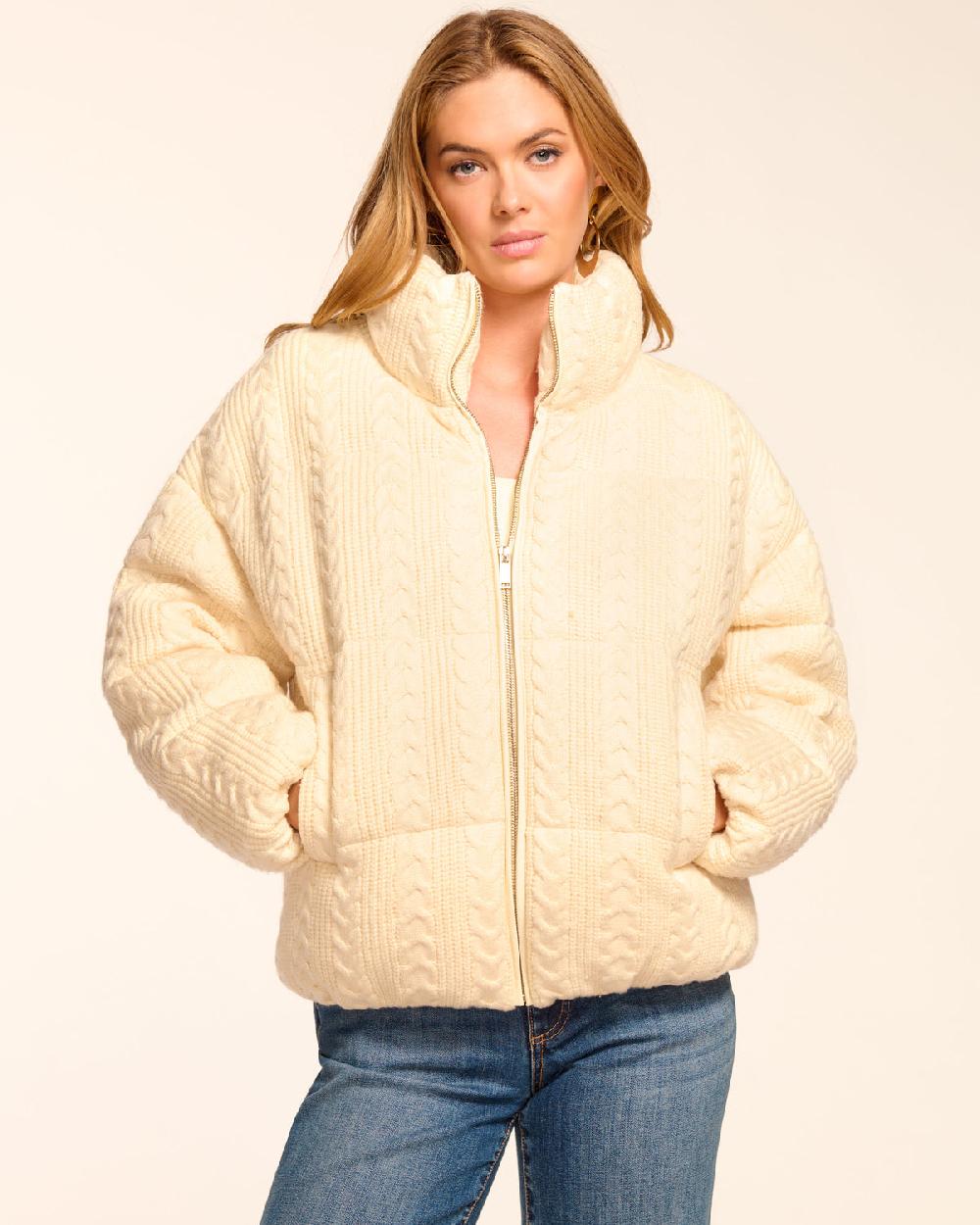 ramy brook Eliana Cable Knit Puffer Coat