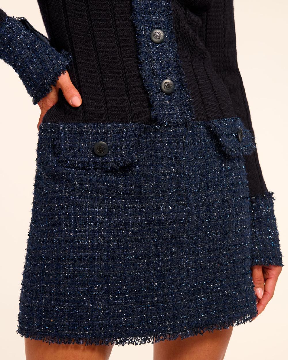 Ramy Brook Ellen Tweed Knit Combo Mini Dress