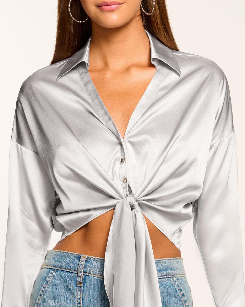 Ramy Brook Farrah Silk Tie-Front Blouse