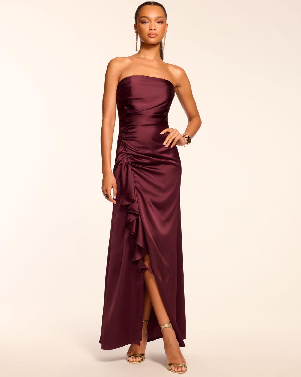 ramy brook Galilee Strapless Ruffle Gown