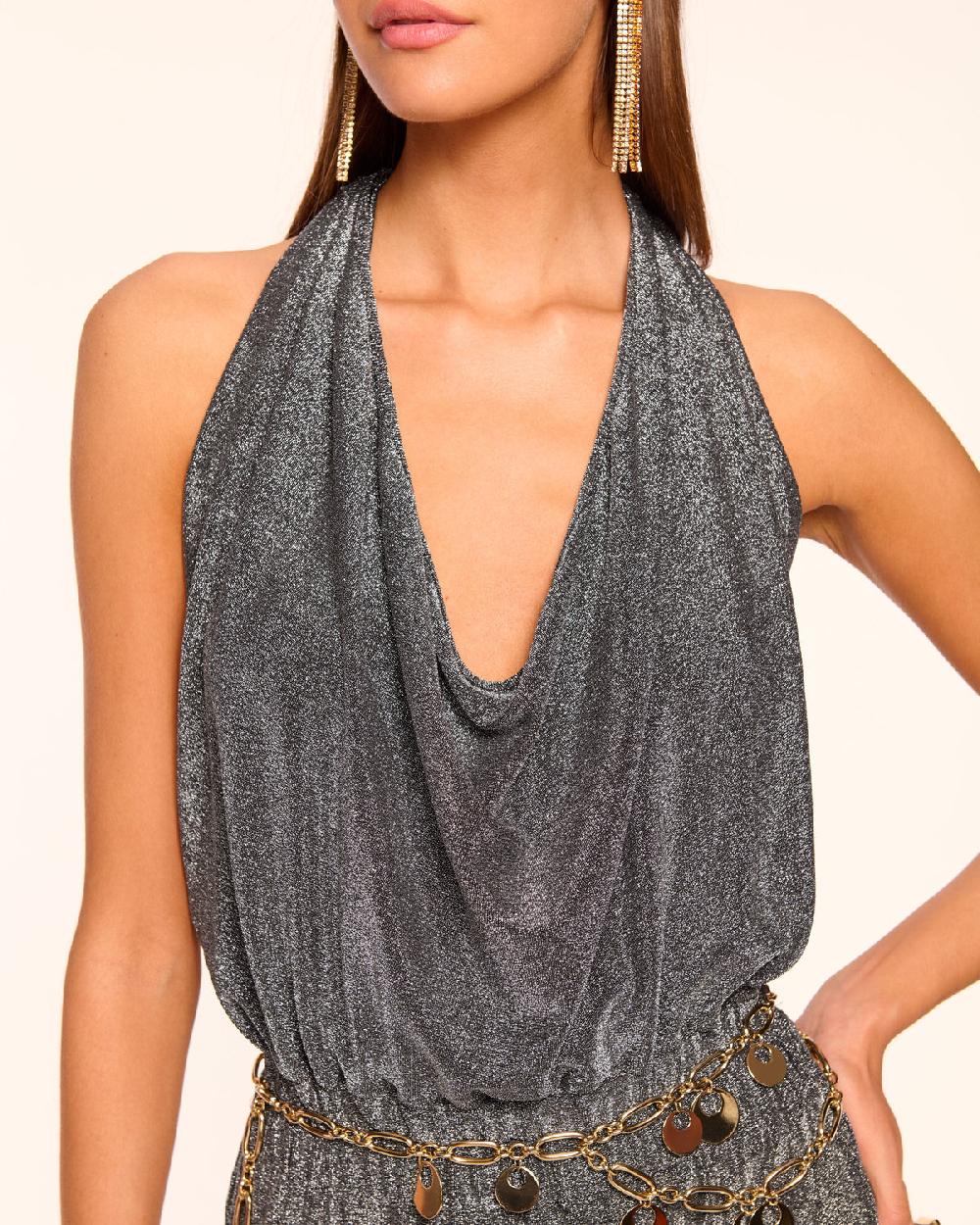 Ramy Brook Ginger Sparkle Knit Halter Jumpsuit