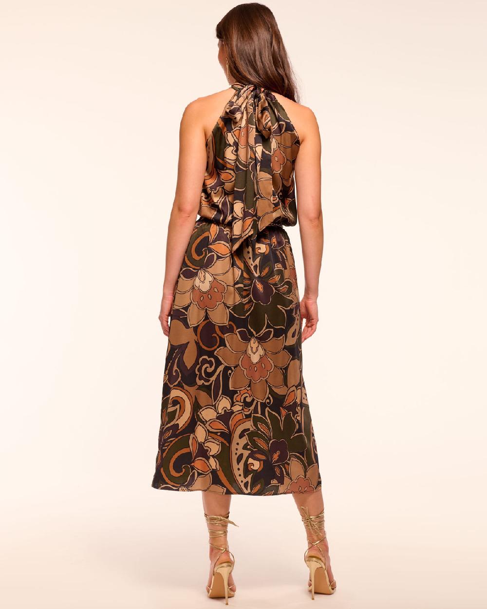 Ramy Brook Grace Printed Silk Halter Midi Dress