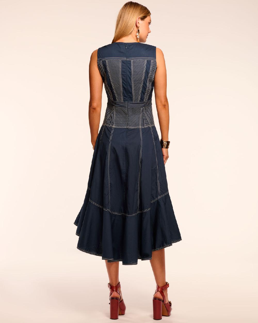 Ramy Brook Grega Cotton Poplin V-Neck Midi Dress